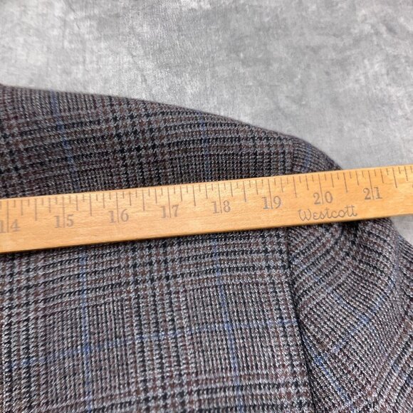 Lauren Ralph Lauren Blazer Men 42L Blue Brown‎ Glen Plaid Classic Career Wool - Picture 7 of 14